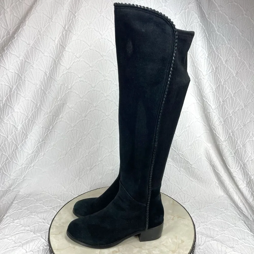 Vaneli Boots Womens 6 Black Suede Over the Knee‎ Stretch Side Zip Comfort Shoes